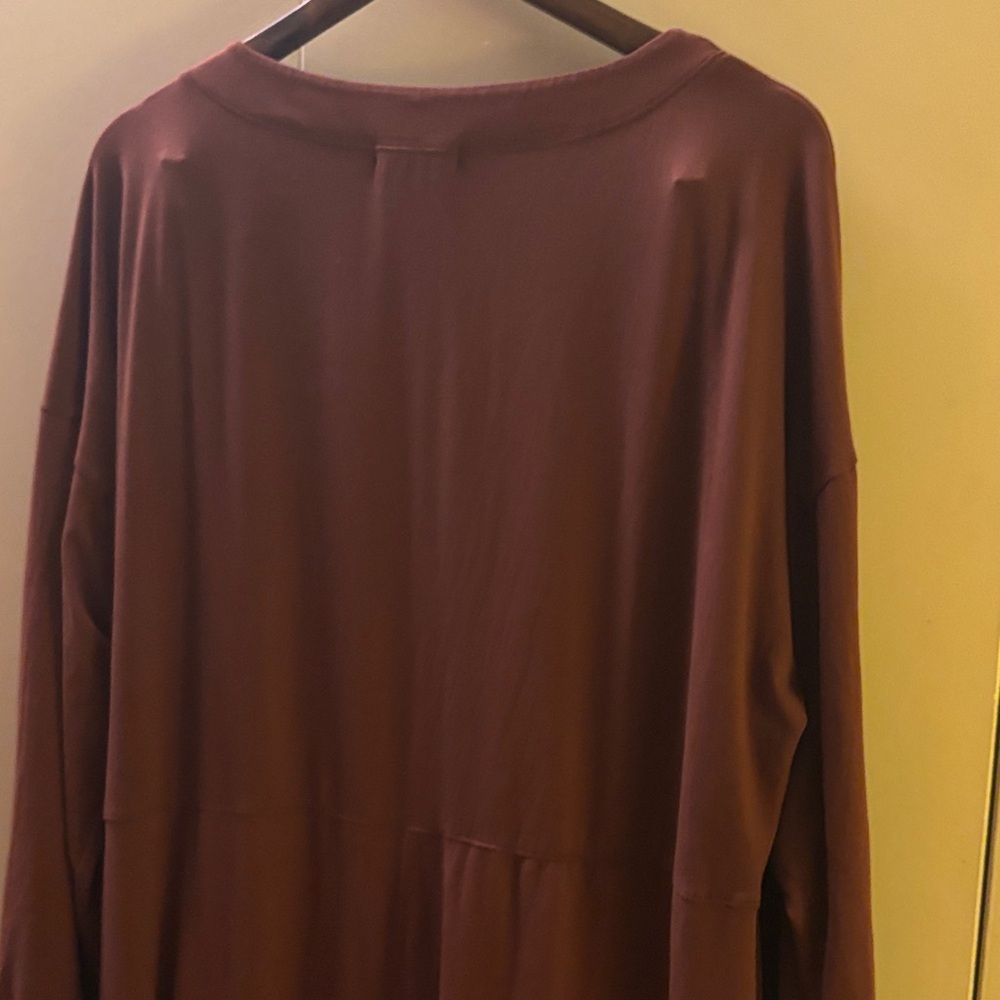 Socialite XL Brown Long V Neck Jumpsuit Comfy Loungewear Neutral Lagenlook - Picture 9 of 11